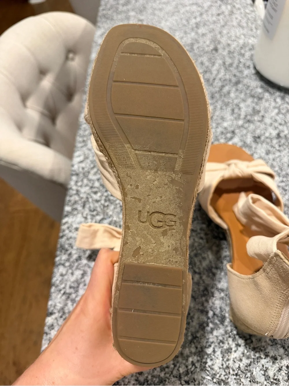 UGG Cream Knot Espadrille Ankle Tie Sandals - Women